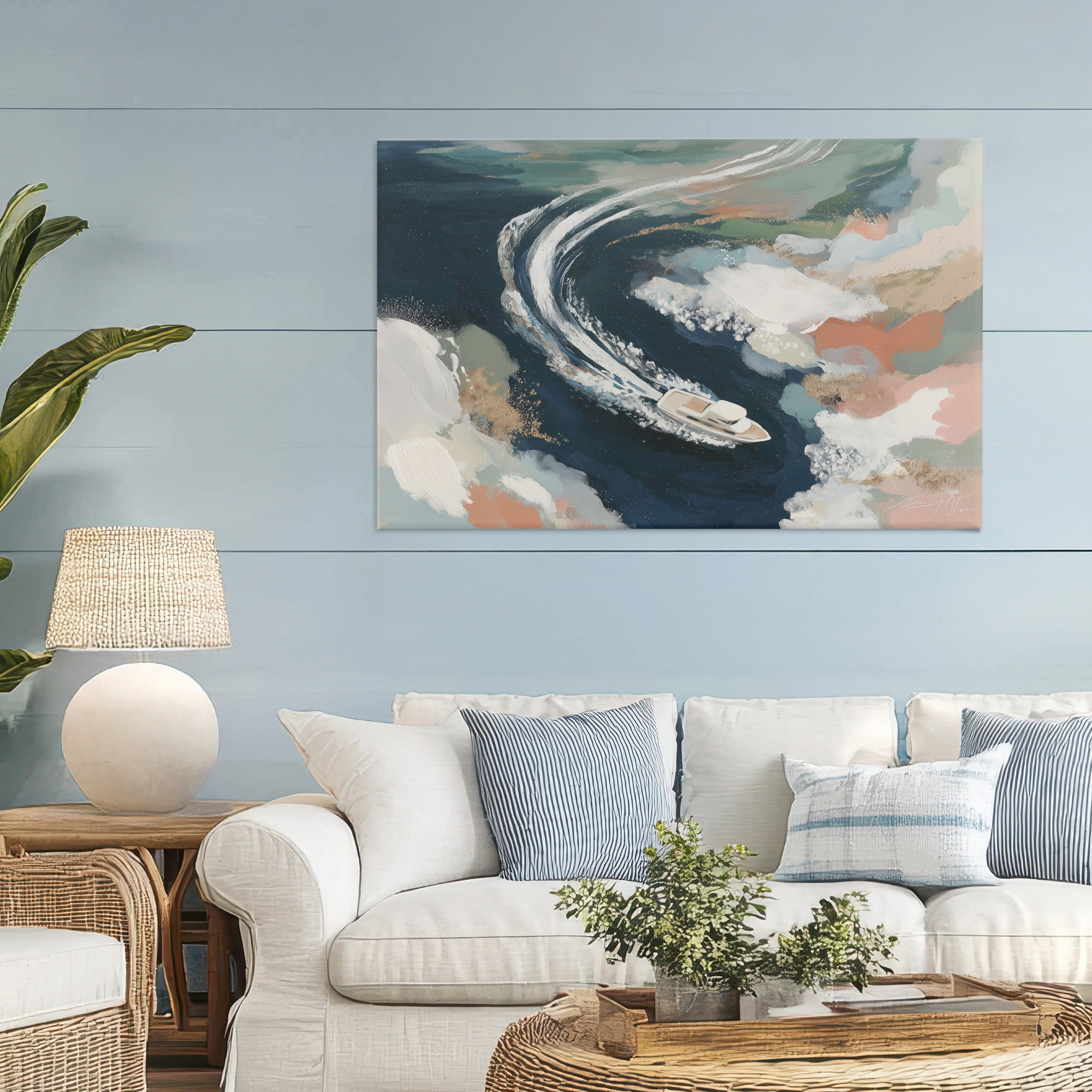 Stupell Industries Boat Wake From Above Canvas Wall Art, design by Chromatic Storm Studio
