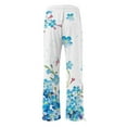 thumbnail image 5 of Women's Wide Leg Pants Retro Printed Fashionable Drawstring Loose High Waisted Casual Wide Leg Stretch Dress Casual Flowy Palazzo Pants Women, 5 of 5
