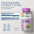 thumbnail image 2 of Solaray Pygeum Bark Extract 50mg | Healthy Prostate Support | Guaranteed to Contain 6.5mg Total Plant Sterols | Non-GMO | 60 VegCaps, 2 of 6