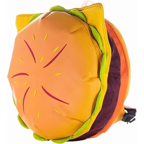 SQDWYGGNovelty Cheeseburger Backpack,Funny Yellow Cartoon Universe Hamburger Backpack,Multi-Compartment Burger Backpack Daypack,Yellow
