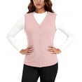 thumbnail image 2 of Women's Autumn Winter Plush Vest, Button Front Slim Fit Sleeveless Jacket, Thermal Lined Warm Outerwear, Soft Fleece Inner Wear, Casual Layering Piece, Cold Weather Protection Pink XL, 2 of 4