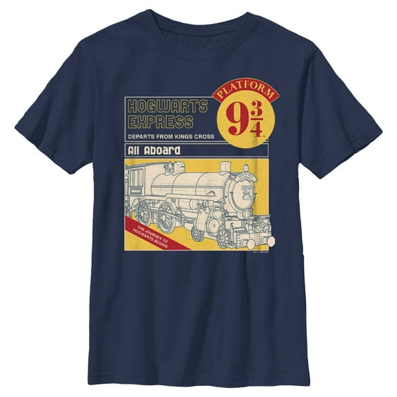Boy's Harry Potter All Aboard Graphic Tee Navy Blue Medium