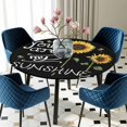 thumbnail image 5 of Elastic Fitted Round Tablecloth, Sunflowers Waterproof Stretch Table Cover for 45"-54" Tables, Modern Bee You Are My Sunshine Black Washable Outdoor Tablecloths for Patio, Picnic, Camping, 5 of 9