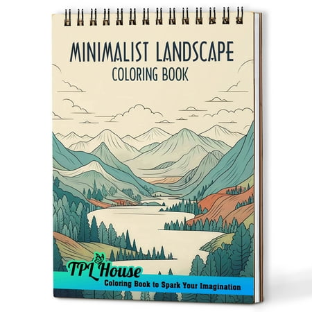 TPLHOUSE Minimalist Landscape Coloring Book Spiral Bound for Adults A5 Wooden Cover Discover the Beauty of Minimalism with 30 Exquisite Coloring Pages for Stress Relief and Relaxation
