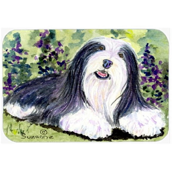 Caroline's Treasures Bearded Collie Glass Cutting Board Large