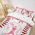 thumbnail image 3 of Erosebridal Pink Dripping Baseball Stitch & Batter Silhouette Graphic Twin Bedding, Baseball Graphic Duvet Cover Set for Girls Kids,Lightweight Room Decor,2pcs,No Comforter, 3 of 6