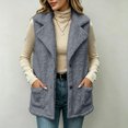 thumbnail image 6 of LUVDA Fleece Lapel Vest for Women - Button Up Sleeveless Warm Jacket with Pockets for Casual Outdoor Fall Winter Layering, 6 of 7