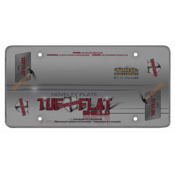 Cruiser License Plate Cover 76200 Tuf Flat Shield; Smoke Flat; Polycarbonate