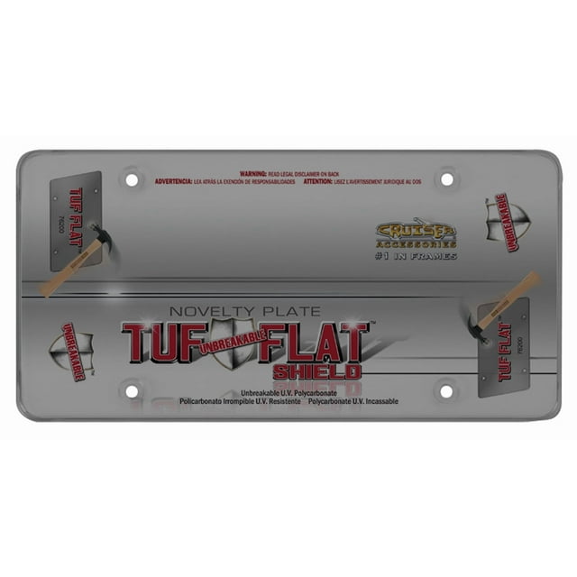Cruiser License Plate Cover 76200 Tuf Flat Shield; Smoke Flat; Polycarbonate