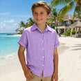 thumbnail image 3 of Zecgelong Classic Solid Color Short Sleeve Shirt For Girls Comfortable Casual Blouse Youth Fashion Top Soft Breathable Fabric Girls Summer Button Down Shirts Size for Girl 9-10 Years, 3 of 4