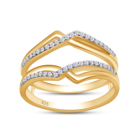 AFFY 1.40CT Moissanite Diamond Infinity Wedding Band Guard Ring Enhancer for Women 14K Yellow Gold over Silver-4