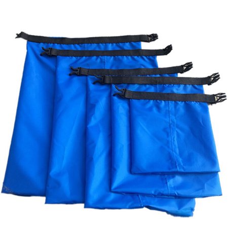 5 Pieces Blue Waterproof Dry Bag Storage Bags Buckled Sack For Outdoor