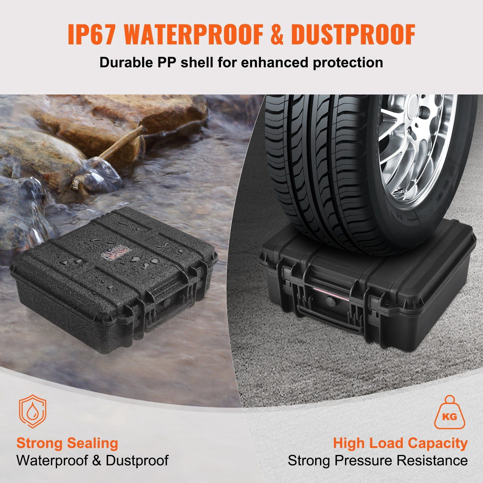 Lockable Hard Pistol Case with PU Foam - Waterproof & Dustproof Gun Storage, Fits 1 Handgun, 19.3×17.1×8.3 in, Black - Secure Firearm Protection