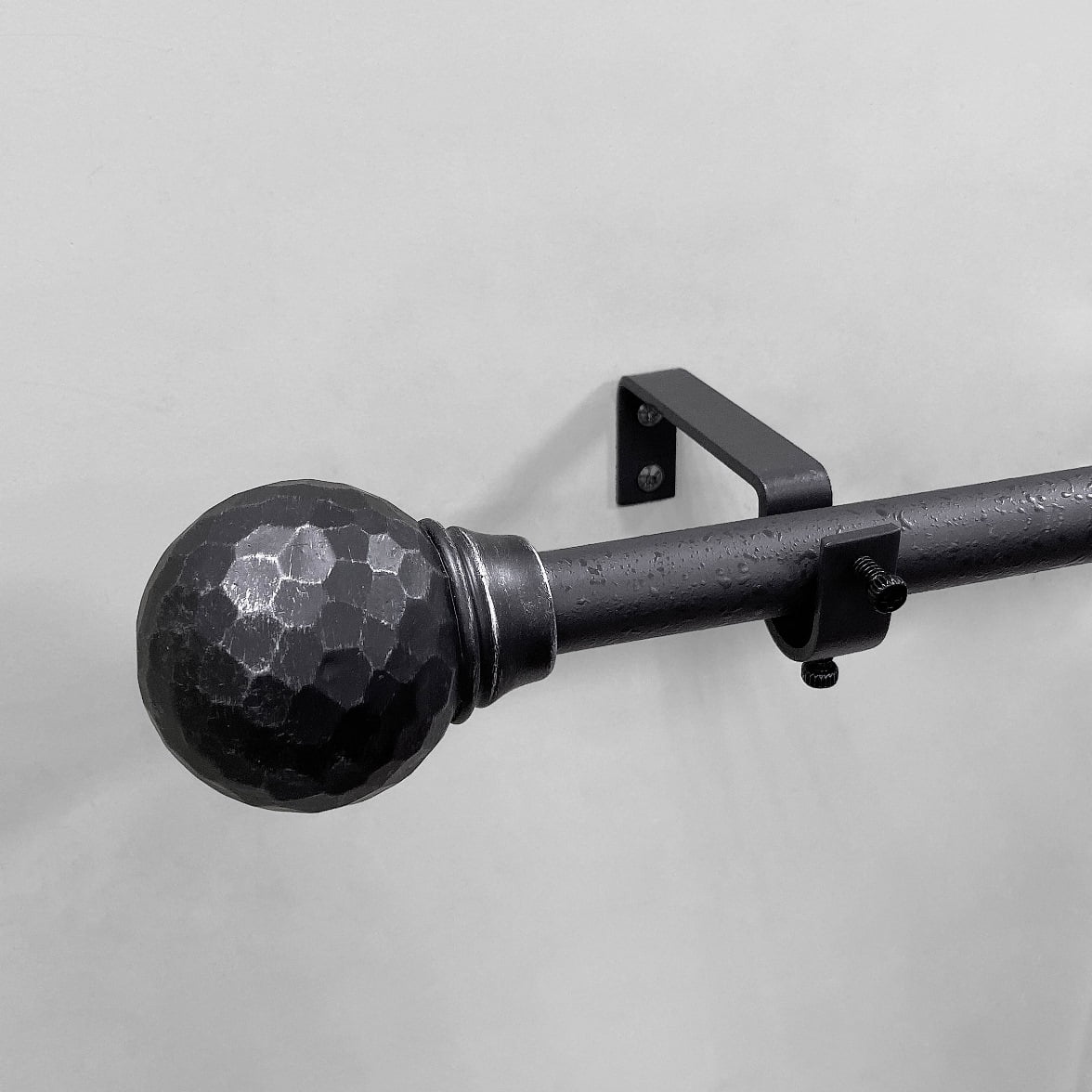 (2 pack) Mainstays 3/4" Textured Cast Iron Ball Single Curtain Rod, Matte Black, 30-84"