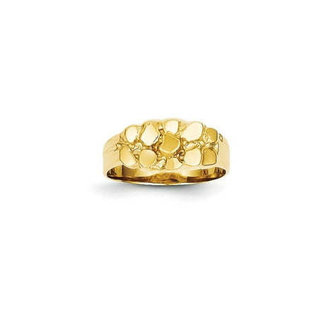 - Solid 14k Yellow Gold Nugget Ring (8mm) - Size 4