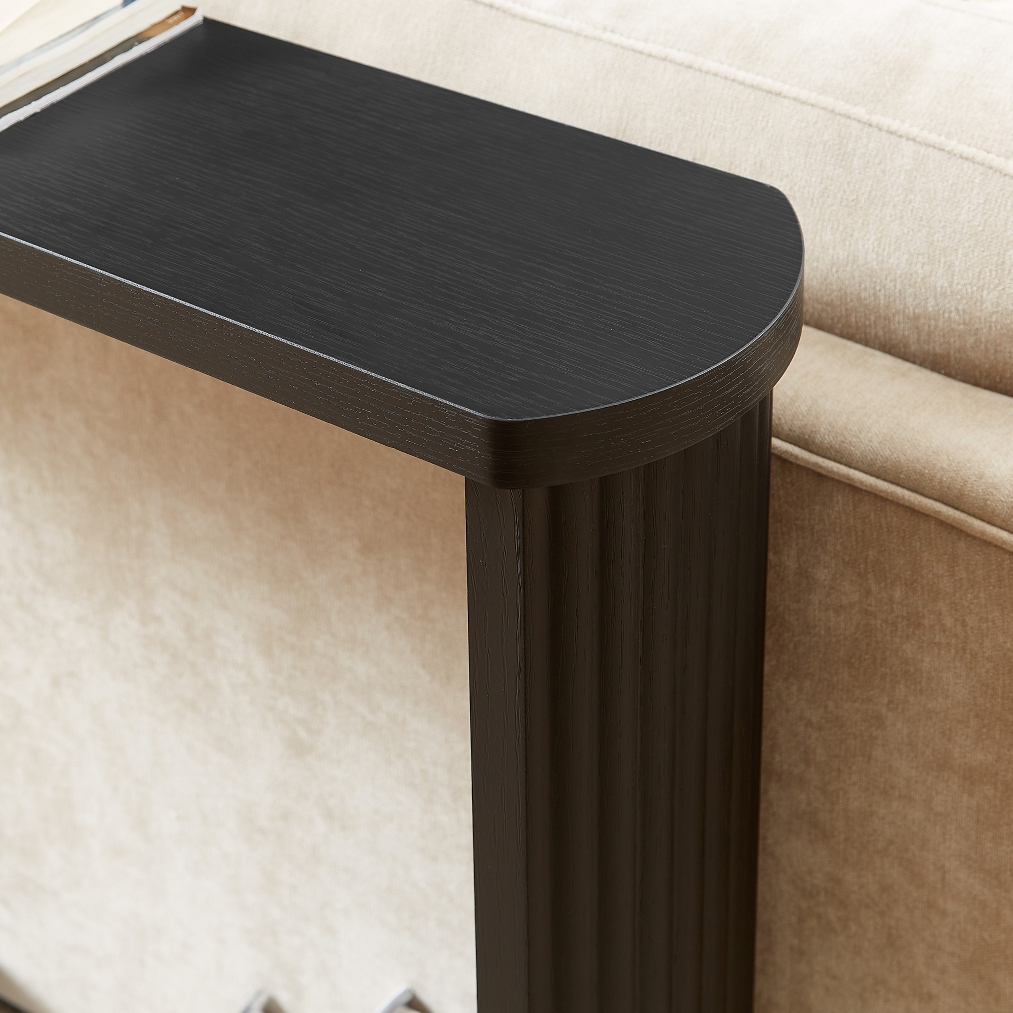 70" Console Table,Narrow Wooden Console Sofa Table,Corrugated Storage Table for Hallway,Entrance,Black