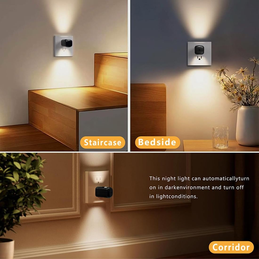 LED Wall Socket Night Light, 2026 New Mini LED Night Light Plug in Wall with Dusk to Dawn Sensor, 360° Adjustable,3000k Soft White,Night Lights plug into Wall for Bedroom Hallway