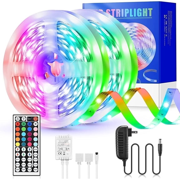 32ft LED Strip Lights Remote Control Bedroom, Music Sync Bluetooth Color Changing Lights for Room Party