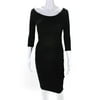 Pre-owned|Catherine Malandrino Womens Half Sleeve Ruched Sheath Dress Black Size Petite