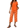 thumbnail image 3 of Womens Lounge 2 Piece Outfits Lounge Sets Printed Capris Top Wide Leg Crop Pants Travel Beach Vacation Clothes, 3 of 6