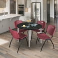 thumbnail image 2 of Regency Kahlo 36 in. Round Breakroom Table- Ash Grey Top, Chrome Base & 4 M Stack Chairs- Burgundy, 2 of 8