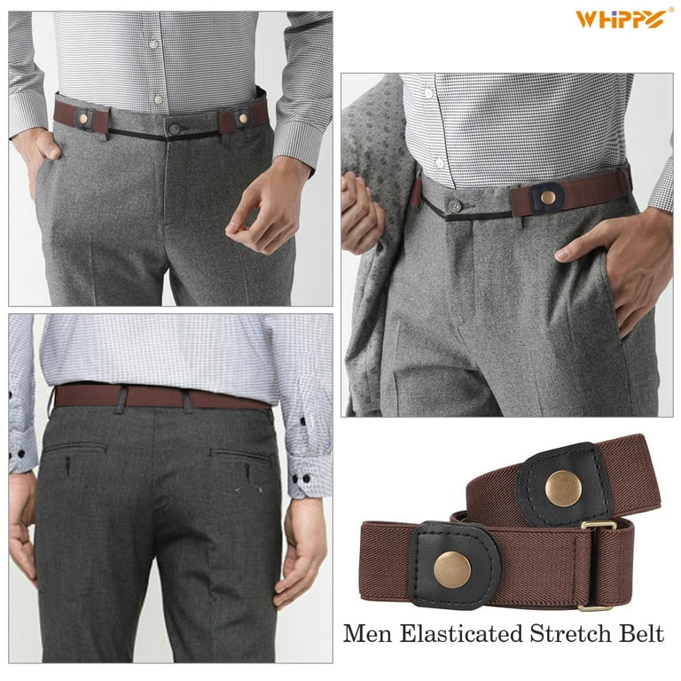WHIPPY No Buckle Elastic Belt for Men, Nylon Stretch Buckle Free Belt for  Jeans Pants