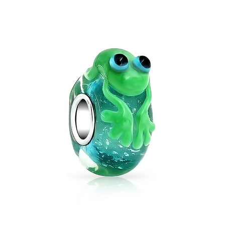 Frog Jewelry - Bling Jewelry Sterling Silver Murano Glass Cute Green Frog Fits Pandora