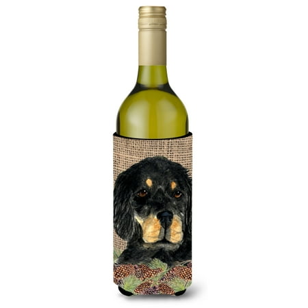 

Caroline s Treasures SS4104LITERK Gordon Setter on Faux Burlap with Pine Cones Wine Bottle Hugger Wine Bottle
