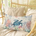 thumbnail image 4 of Coastal Turtle Pillow Covers, Linen Long Throw Pillow Case, Farmhouse Nautical Coral Jellyfish Starfish Holiday Pillow Protector Decorative Cushion Cover for Living Room/Bedroom 12" x 20", 4 of 8