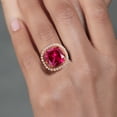 thumbnail image 4 of Gem Stone King 18K Rose Gold Plated Silver Ring Created Ruby Moissanite (8.88 Cttw), 4 of 4