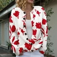 thumbnail image 2 of Pxiakgy Cardigan for Women Knit Coat Fall Winter Knitted Outerwear Women's Open Front Cardigans Cute Flower Print Sweaters Crew Neck Button Down Trendy Fall Tops Coat Red M, 2 of 7