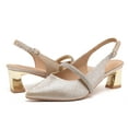 thumbnail image 5 of kkdom Womens Chunky Closed Toe Low Block Heels Dress Ankle Strap Pointed Toe Wedding Pump Shoes Gold Size 8, 5 of 5