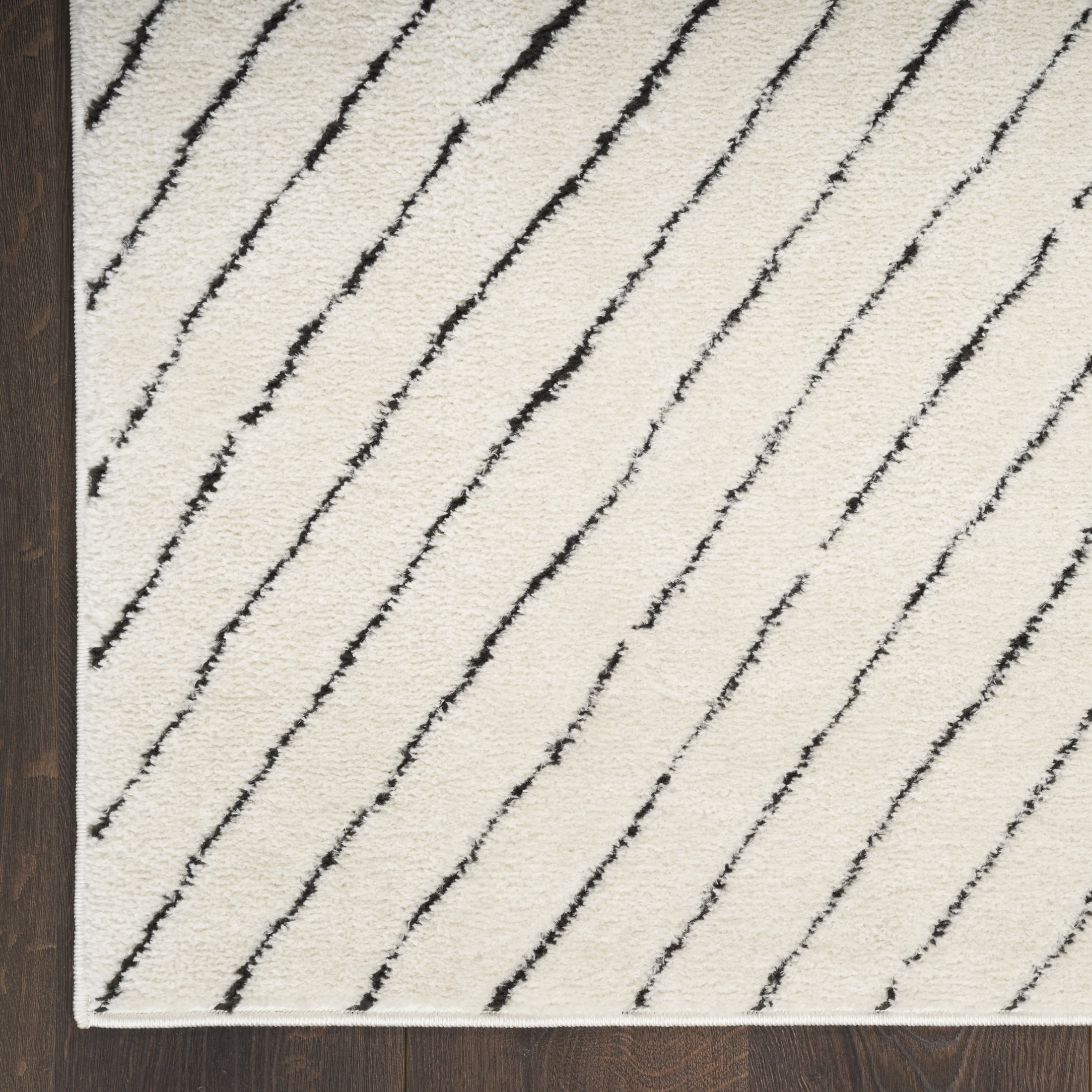 Nourison Cozy Modern 2'2" x 6' Ivory Black Scandinavian Indoor Rug