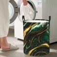 thumbnail image 4 of Laundry Basket, Green Marble Waterproof Laundry Hamper with Padded Handles, Clothes Hamper for Laundry, Bedroom, Dorm, Towels, Laundry Bin Easy Storage, 4 of 6