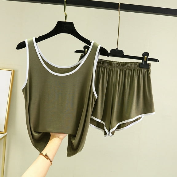 Censtreet Womens Tank Top Pajama Set Comfy Sleeveless Sleepwear Racerback Cami and Shorts Pjs 2 Piece Summer Loungewear