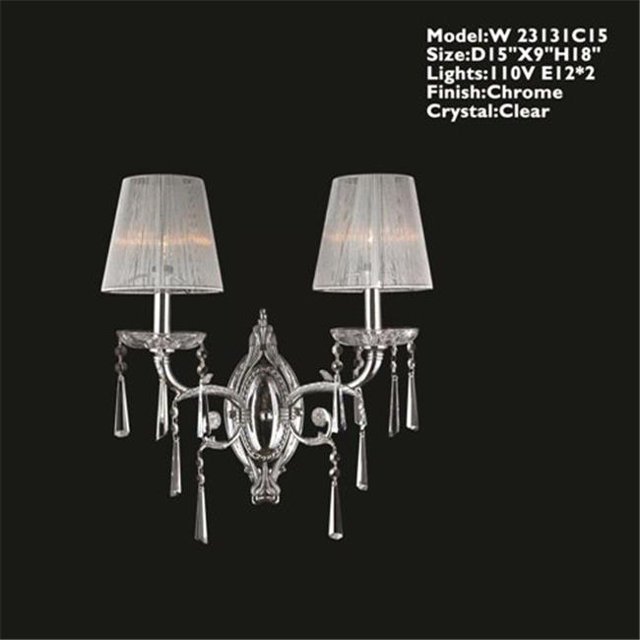 Worldwide Lighting W23131C15 Orleans Collection 2 Light Chrome Finish with Clear Crystal Wall Sconce