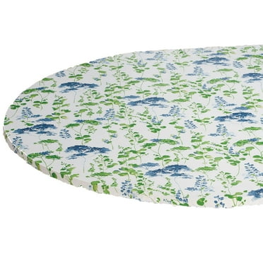 Botanical Bliss Elasticized Table Cover, 100% Polyester, Floral Print, Home Décor - Measures 42" x 68" Oval/Oblong, By Chef's Pride