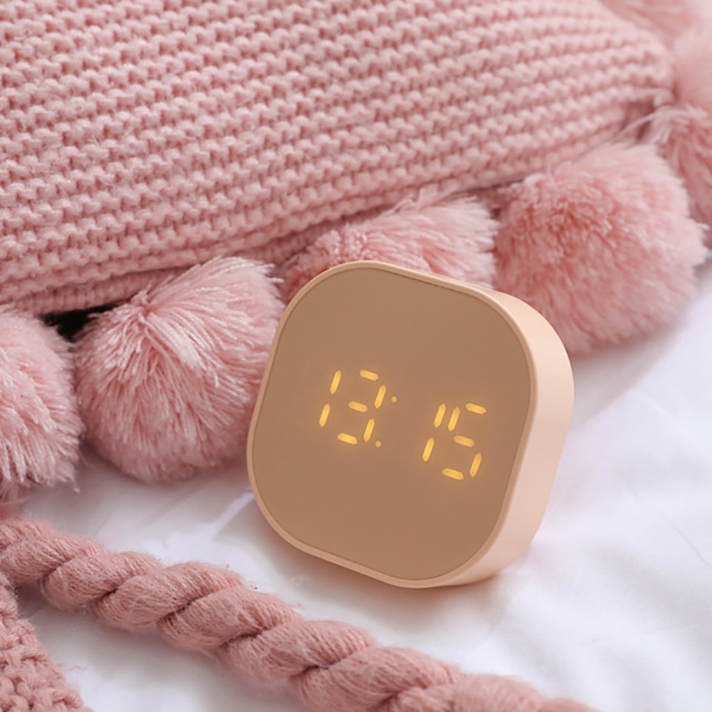 Wooden Fashion LED Alarm Clock Electronic Square Shape Luminous
