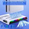 thumbnail image 5 of Prociv Charging Stand with Cooling Fan Only for PS5 Slim Console, Dual Controller Charger Station with 9 RGB Lights & Headset Hook & 3-Level Silent Fan, Cooler Accessories for PS5 Slim Digital/Disc, 5 of 8