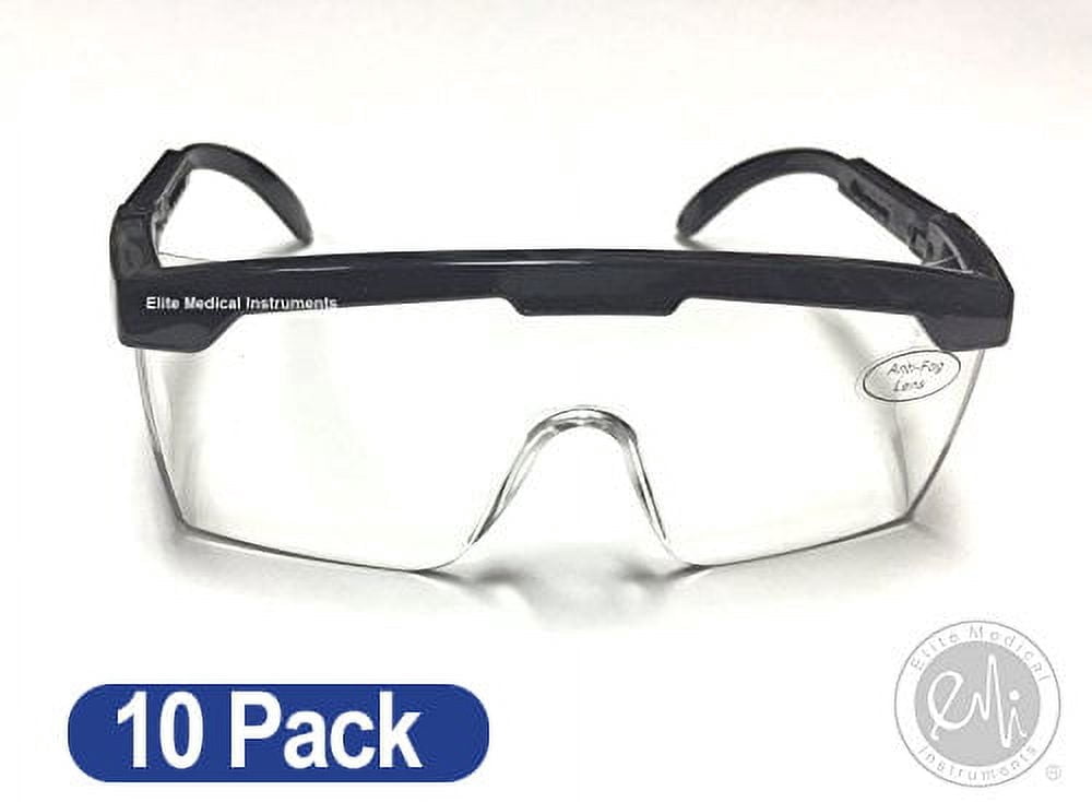 EMI # 411 10 PACK - 10 BLACK Full Frame Adjustable Eyewear Safety Glasses