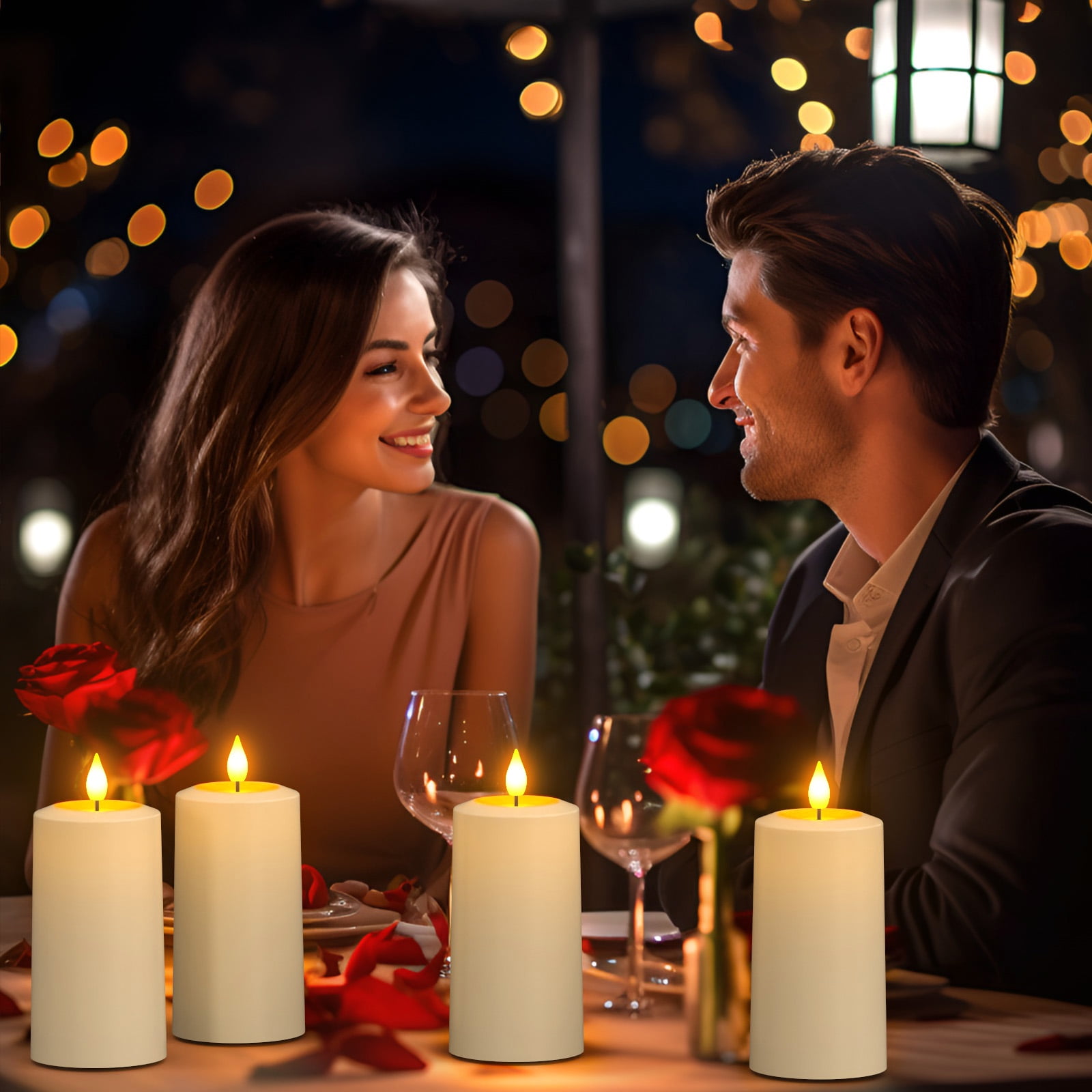 PChero Outdoor Waterproof Rechargeable Candles with Remote Timer, 2.7" x 6.1" Outdoor Candles Flickering Flameless Pillar Candles Battery Operated, Electric Fake LED USB Candles , Ivory, Set of 4