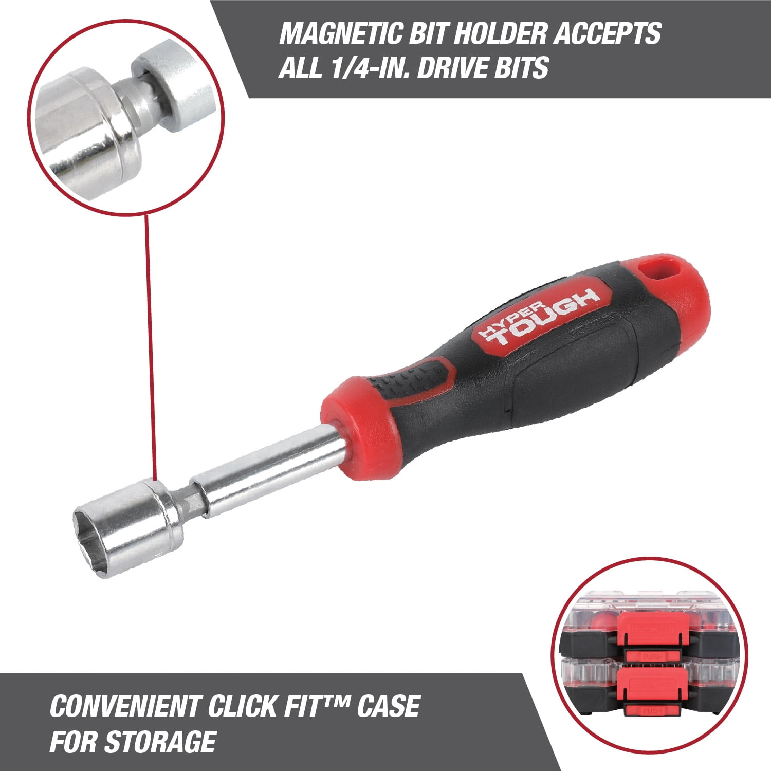 Hyper Tough 30-Piece Screwdriver Handle and Bit Set in Click Fit Case