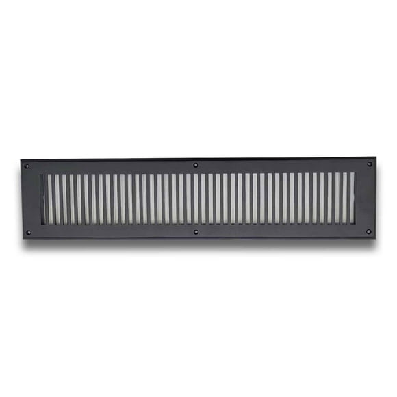 Air Return Grill 4″ x 24″ with 6″ x 26″ Faceplate – Contemporary Design HVAC Vent Cover, Cast Aluminum, Powder-Coated Repaintable Wall Ceiling Floor Cold Air Return Grille (VR102)