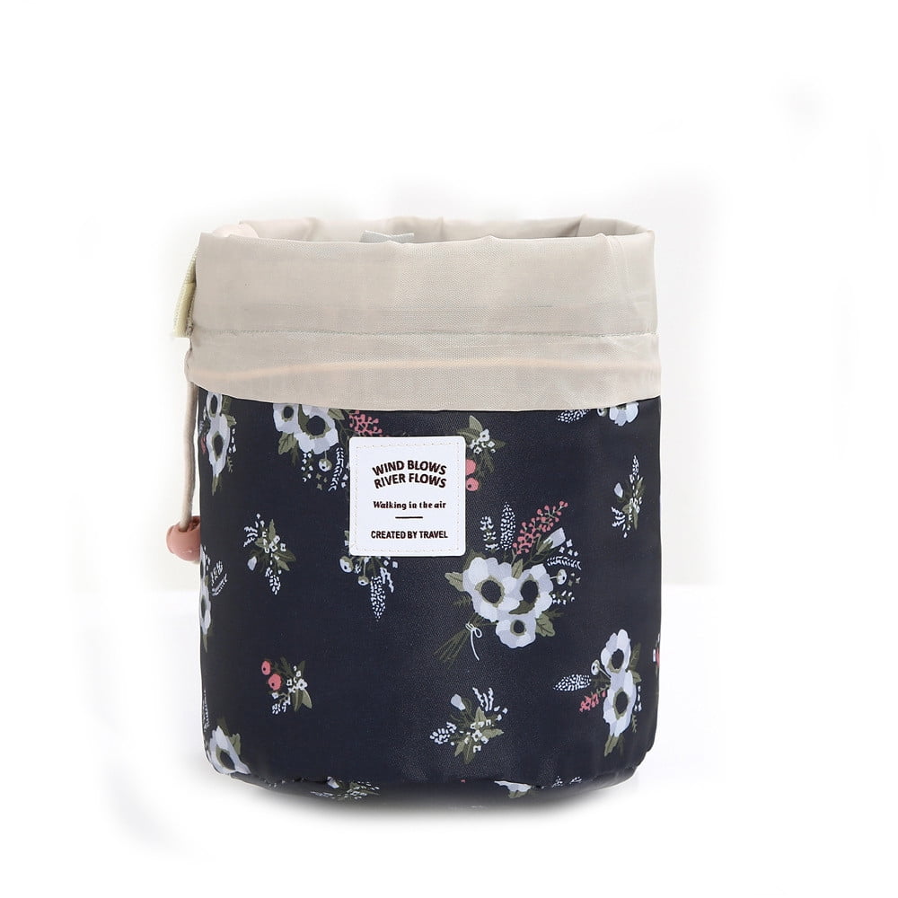 Barrel Travel Cosmetic Drawstring Wash Makeup Organizer Storage Toiletry Bag