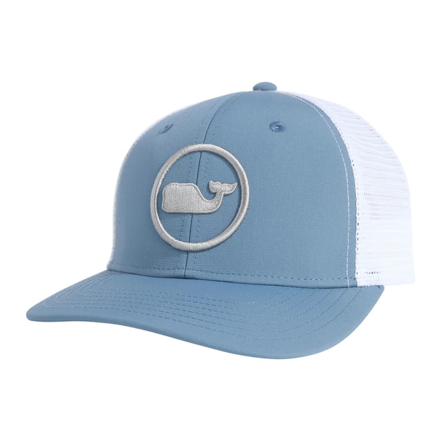 Sombrero Trucker Vineyard Vines para hombre, diseño Whale Dot Blue Mirage 2