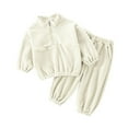 thumbnail image 5 of CHEEREAM Toddler Boys Clothing Sets Fleece Quarter Zip Sweatshirt Pants Set 2 Piece Fall Winter Outfits with Pockets for 6Month-11Years, 5 of 9