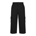thumbnail image 2 of gbyLJF Womens Cargo Capri Pants Solid Color Botton Zipper Cropped Pant with 4 Pockets Summer Casual Work Capris Trousers, 2 of 8