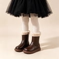 thumbnail image 5 of Kids Cozy Fleece Trim Mid‑calf Boots, Winter Warm Side Zip‑up Leather Boots, 5 of 7