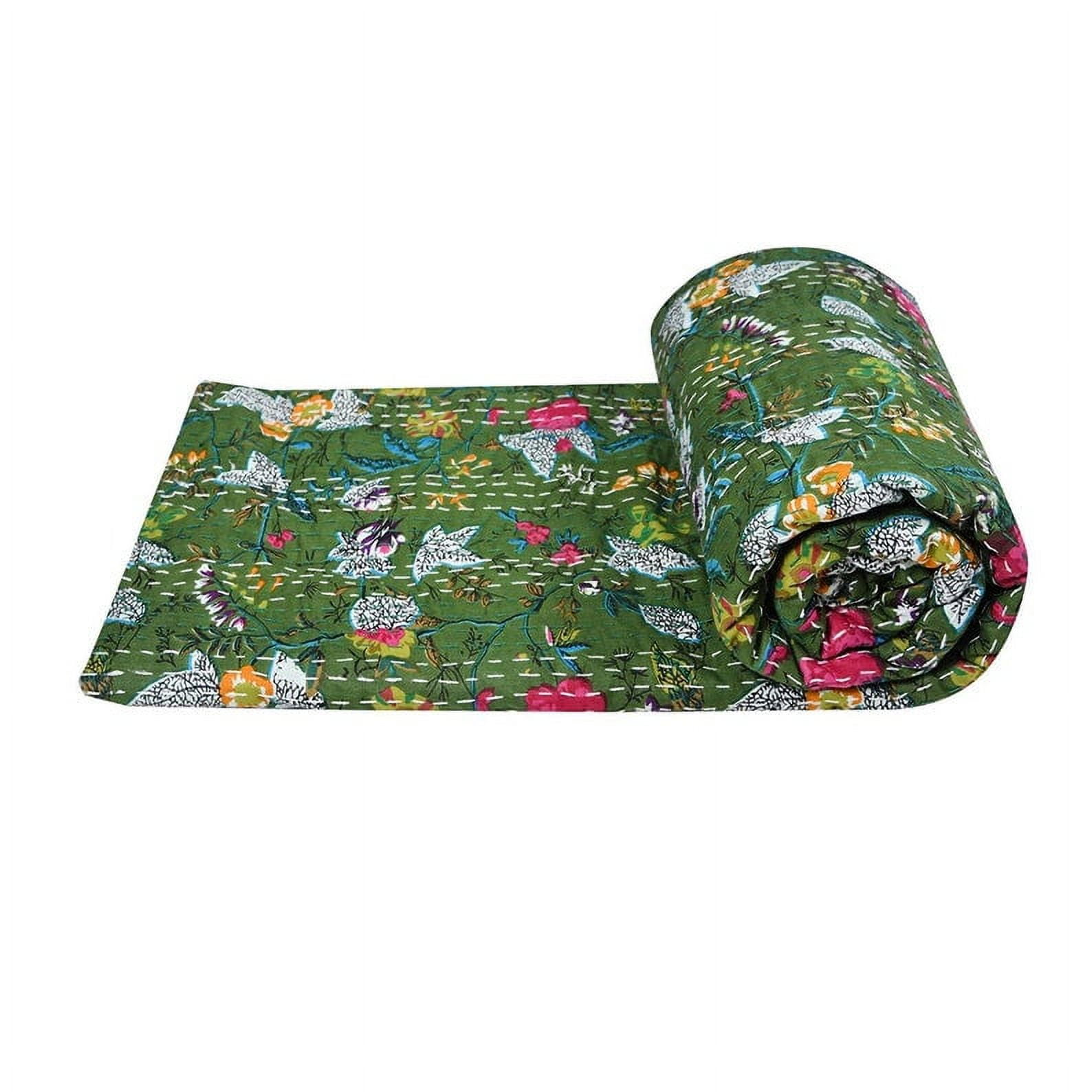 Indian Handmade Cotton Kantha Quilt Vinatge Blanket Quilted Paradise Kantha Bedding Throw Bohemian Bed Cover Kantha Gudari