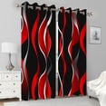 thumbnail image 2 of 2 Panels Red and Black Blackout Curtain for Bedroom,Modern Striped Grommet Window Drapes for Living Room,52x84 Inch, 2 of 7